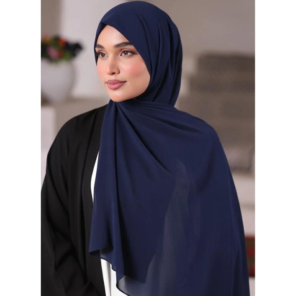 Plain Georgette - Navy Blue