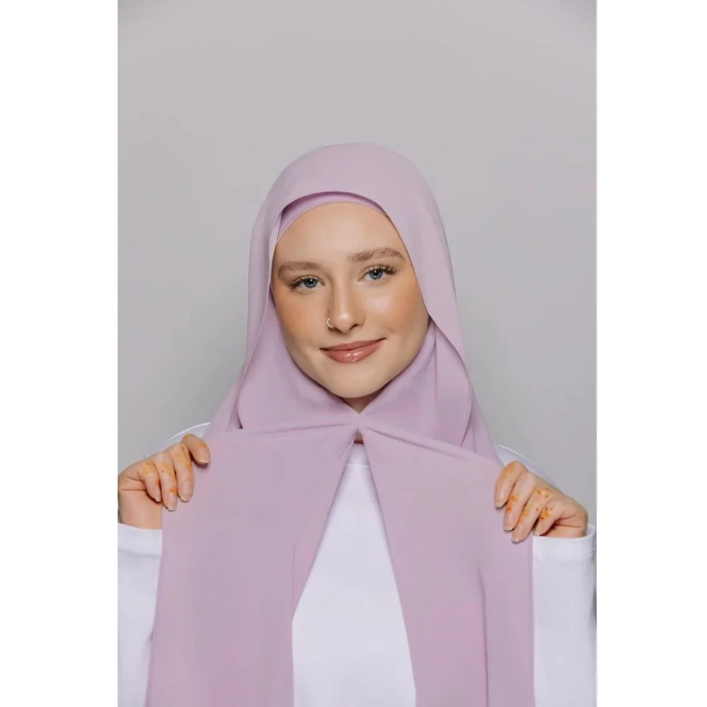 Instant Georgette Hijab with Inner Cap & Magnetic Closure - Orchid
