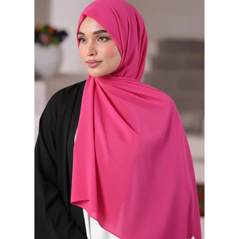 Plain Georgette - Shocking Pink